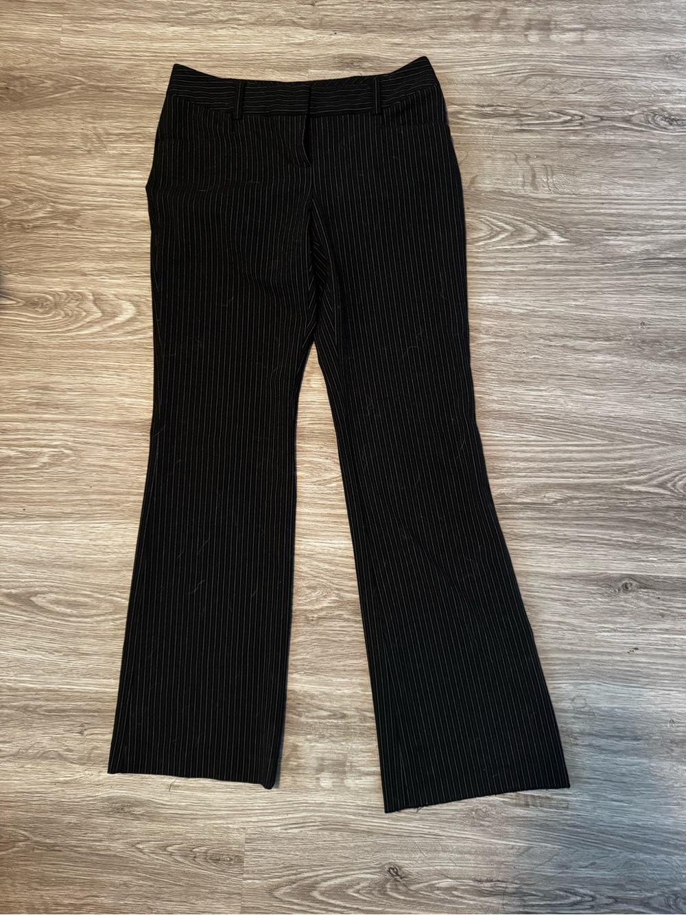 INC International Concepts Black Pinstripe Flare Dress Pants